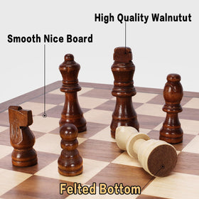 Bstoyder folded travel chess set showing compact portability.