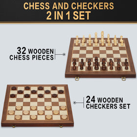 Bstoyder folding 15inch chess board compact for trips