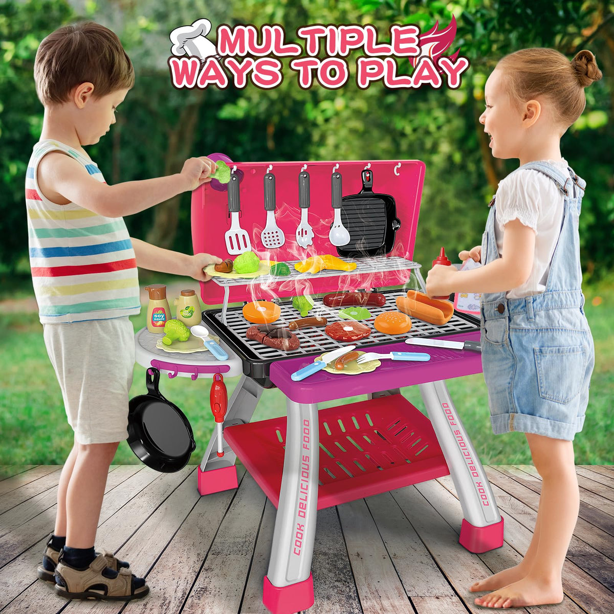 Bstoyder gift-ready pink grill set, a delightful present for little chefs