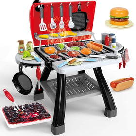 Bstoyder kids play kitchen grill 73pcs compact setup for imaginative grilling.