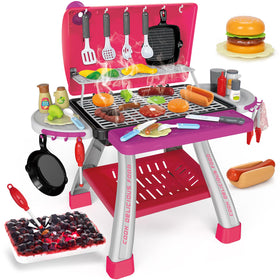 Bstoyder kids play kitchen grill pink with dual grills promoting imaginative indoor barbecue play
