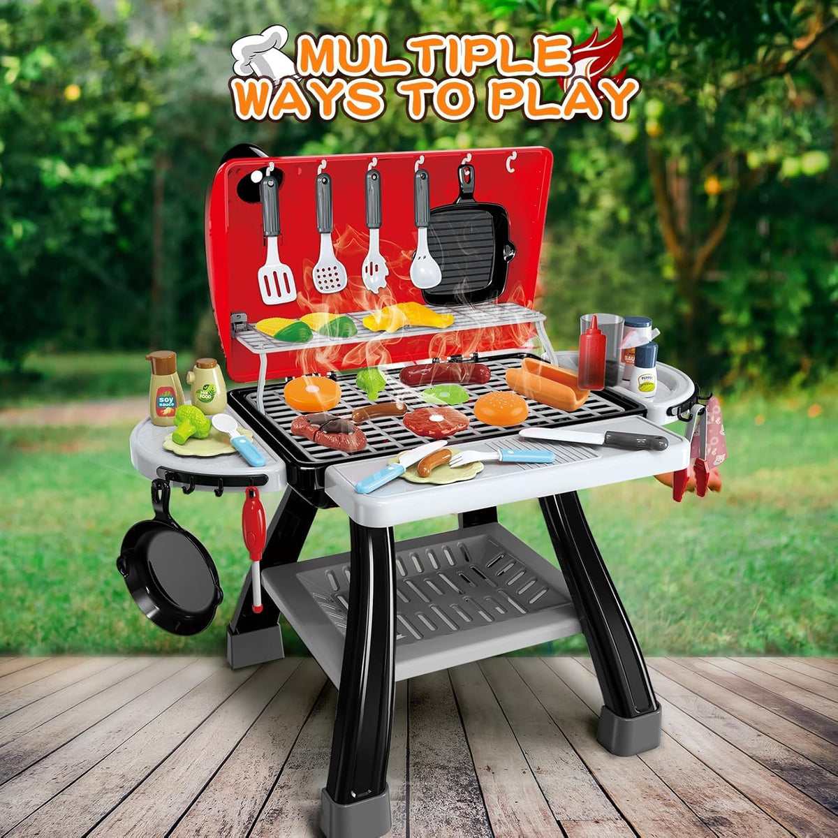 Bstoyder lid-cover and side tables keep snacks and tools within reach.