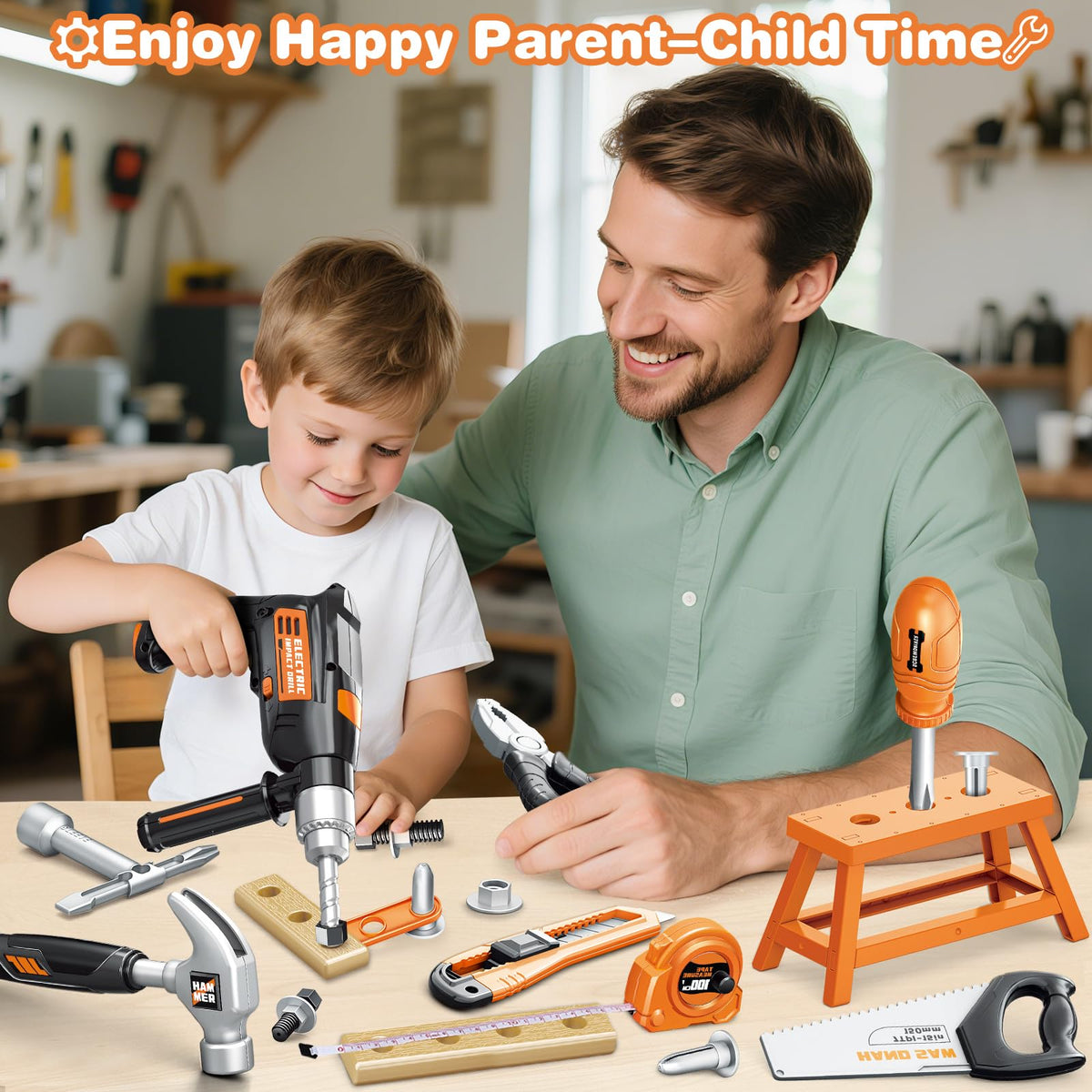Bstoyder plastic parts set includes nails and nuts for hands-on construction play.