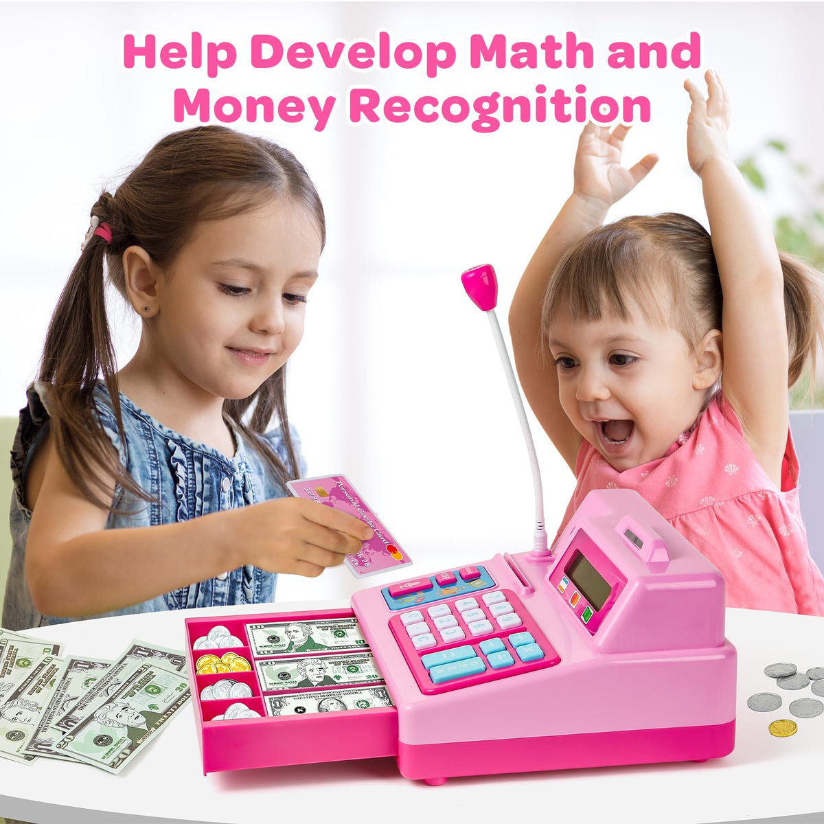 Bstoyder Plastic Coins and Paper Cash promote counting and money handling play.