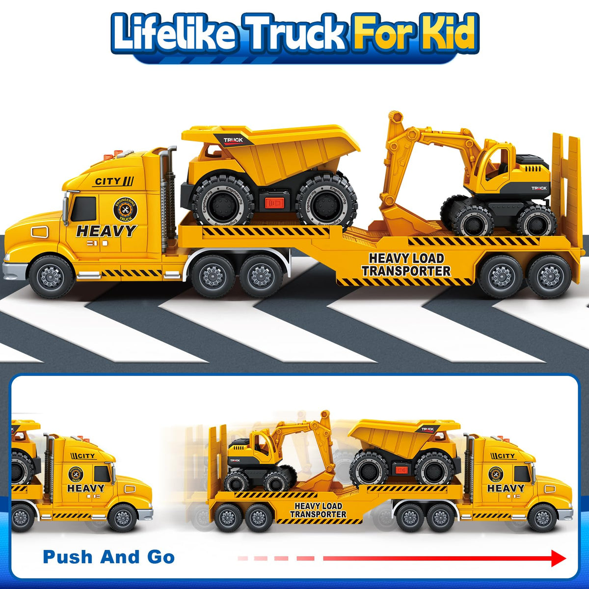 Bstoyder push-and-drive truck supports easy grasp and motor skill development.