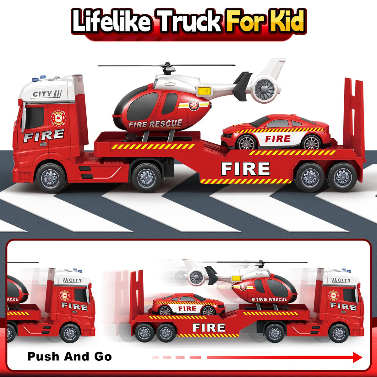 Bstoyder friction-powered push-and-go truck supports motor-skills development during play.