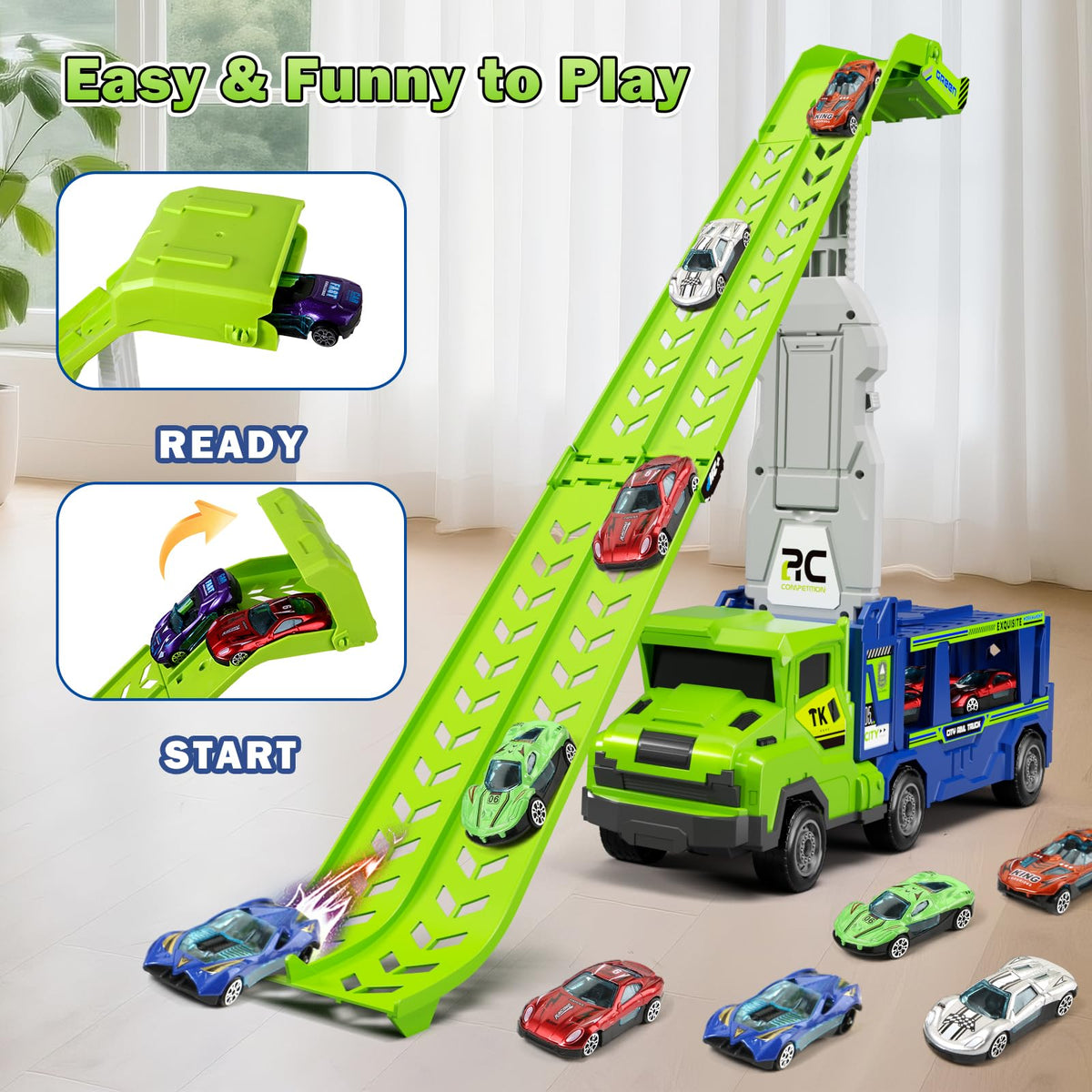 Bstoyder six die-cast metal racing cars for durable pretend play