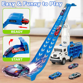 Bstoyder storage cabins hold eight toy cars for easy organization.