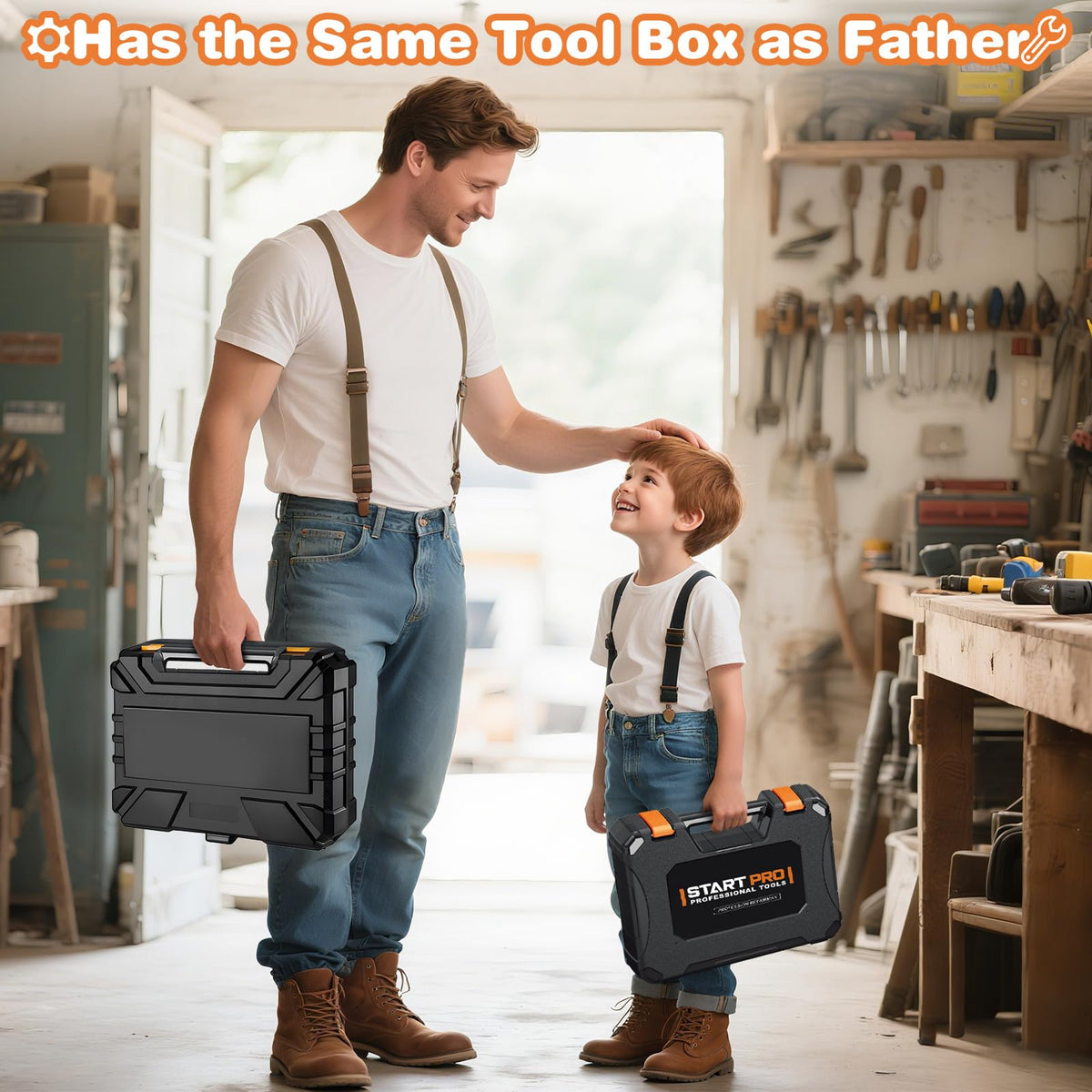Bstoyder tool box storage with 41 tools keeps kids organized during playtime.