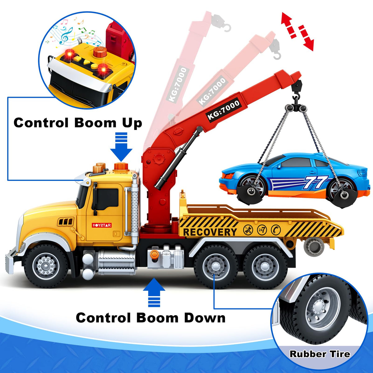 Bstoyder tow truck crane vehicle with extendable arm for hands-on play.