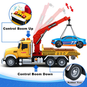 Bstoyder tow truck crane vehicle with extendable arm for hands-on play.
