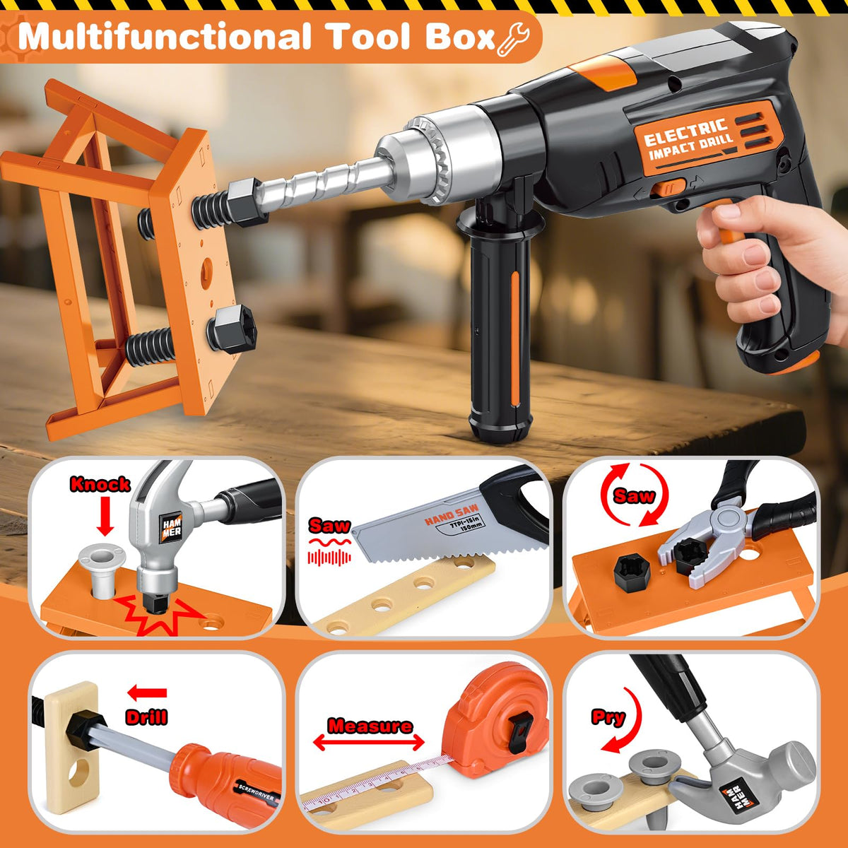 Bstoyder toy hammer helps toddlers practice pretend repairs and coordination.