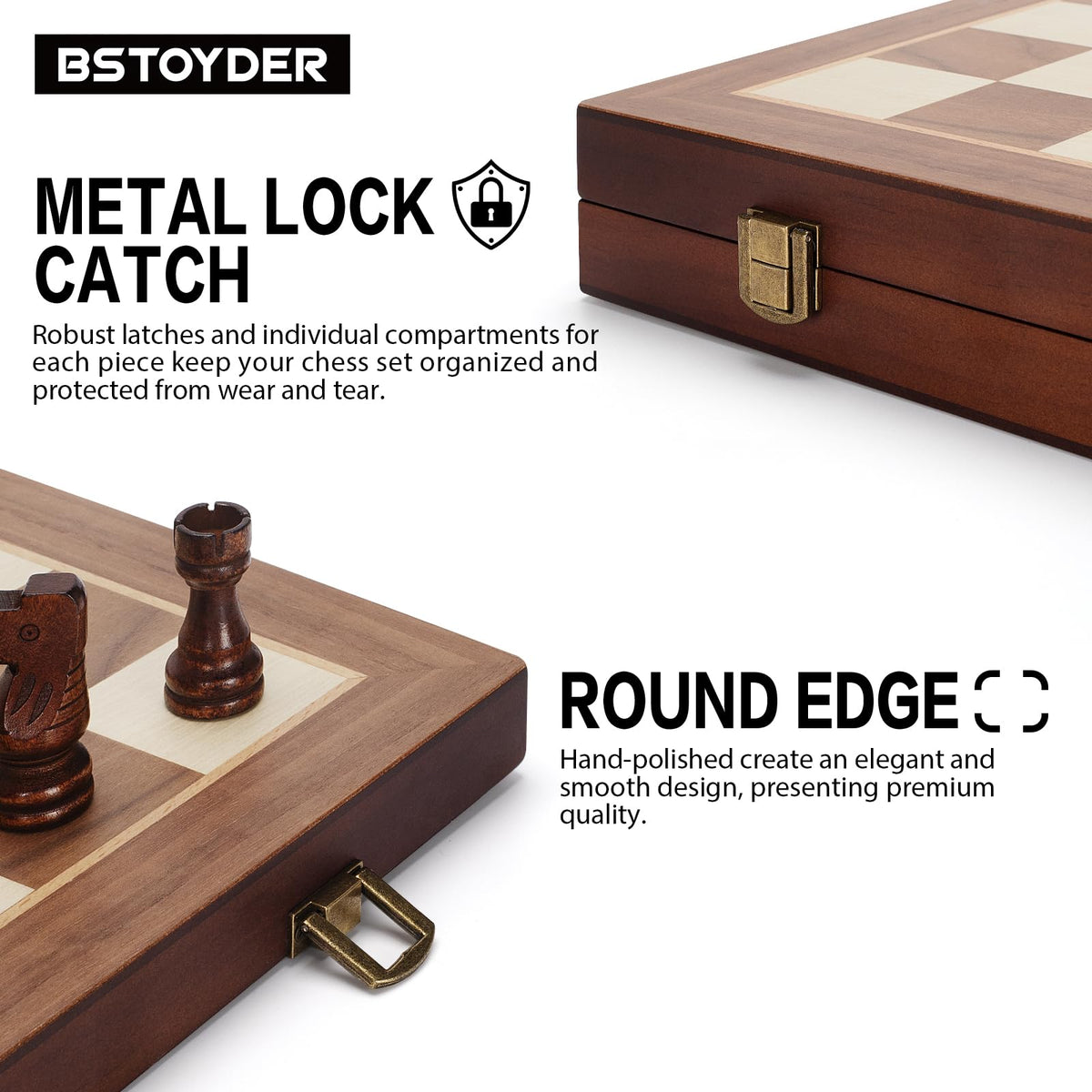 Bstoyder travel chess set in carry case for portability