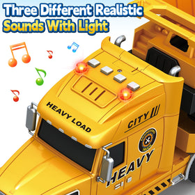 Bstoyder truck lights and sounds enhance interactive play experience.