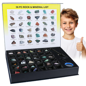 BTYCityMao 36-piece gemstones and crystals laid out for hands-on learning and exploration