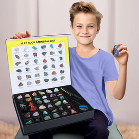 BTYCityMao rock collection box showcasing the full 36-piece kit for curious kids' exploration