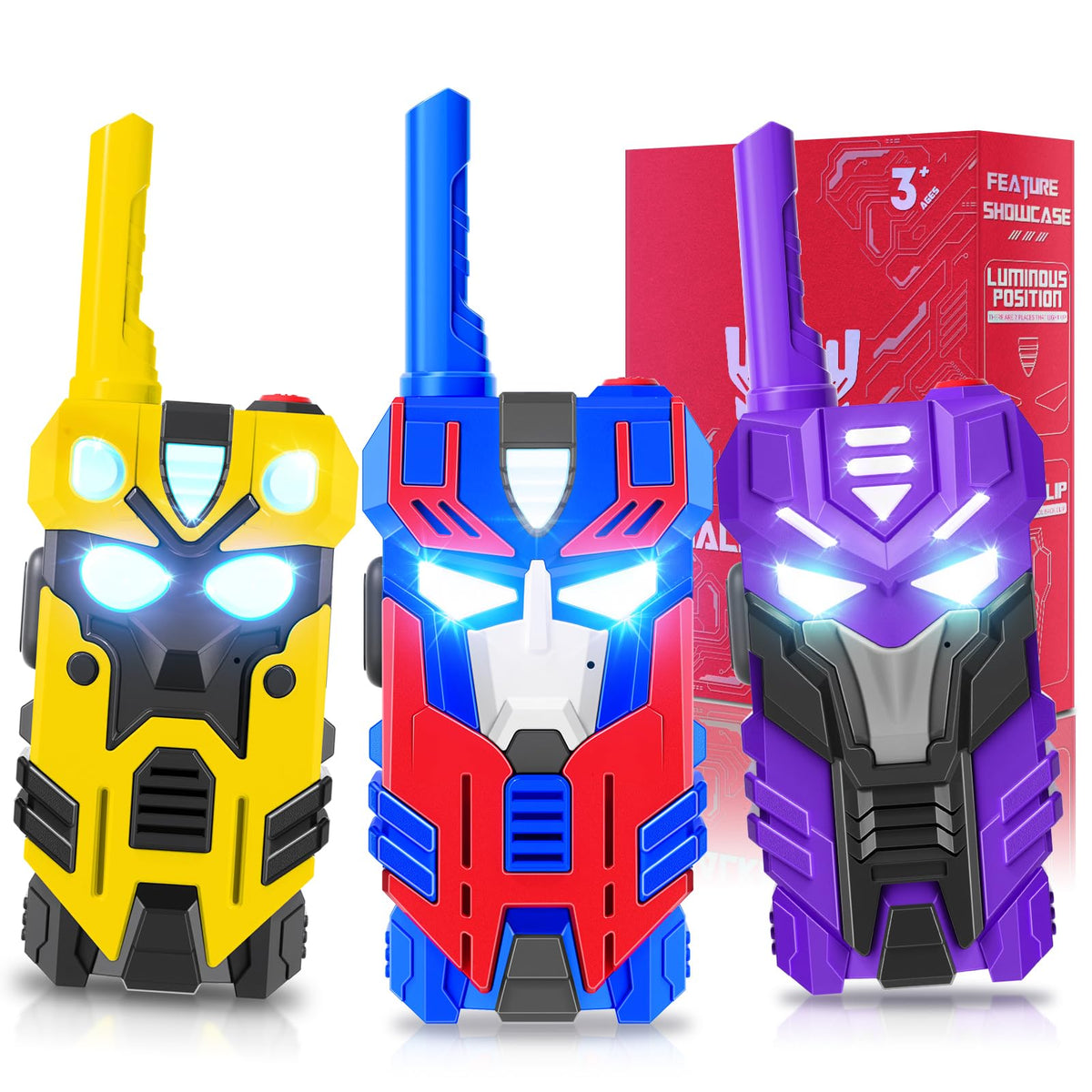BTMBORY Transform Toys walkie talkies with light-up eyes for kids