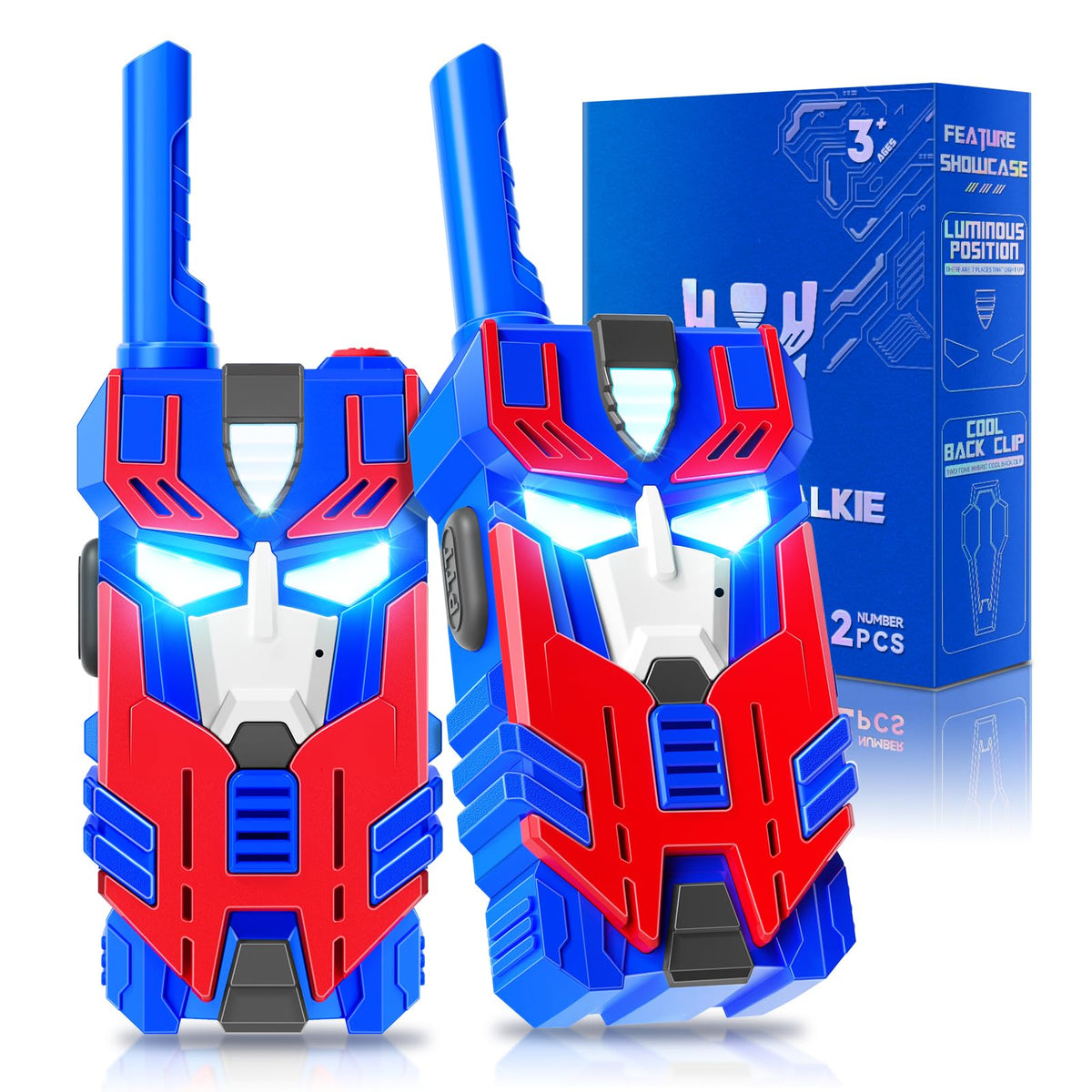 BTMBORY Transform Toys walkie talkies blue leader robot two-pack for outdoor play