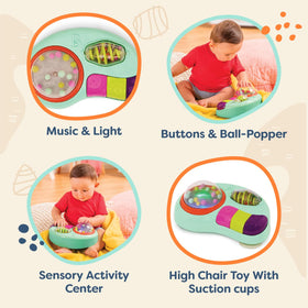 B. toys Whirly Pop musical buttons producing nursery tunes