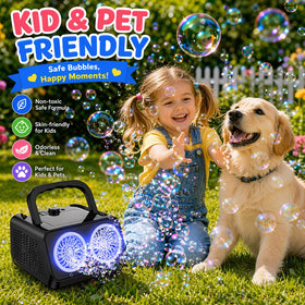 Bttyu bubble machine portable with carry handle for easy transport.