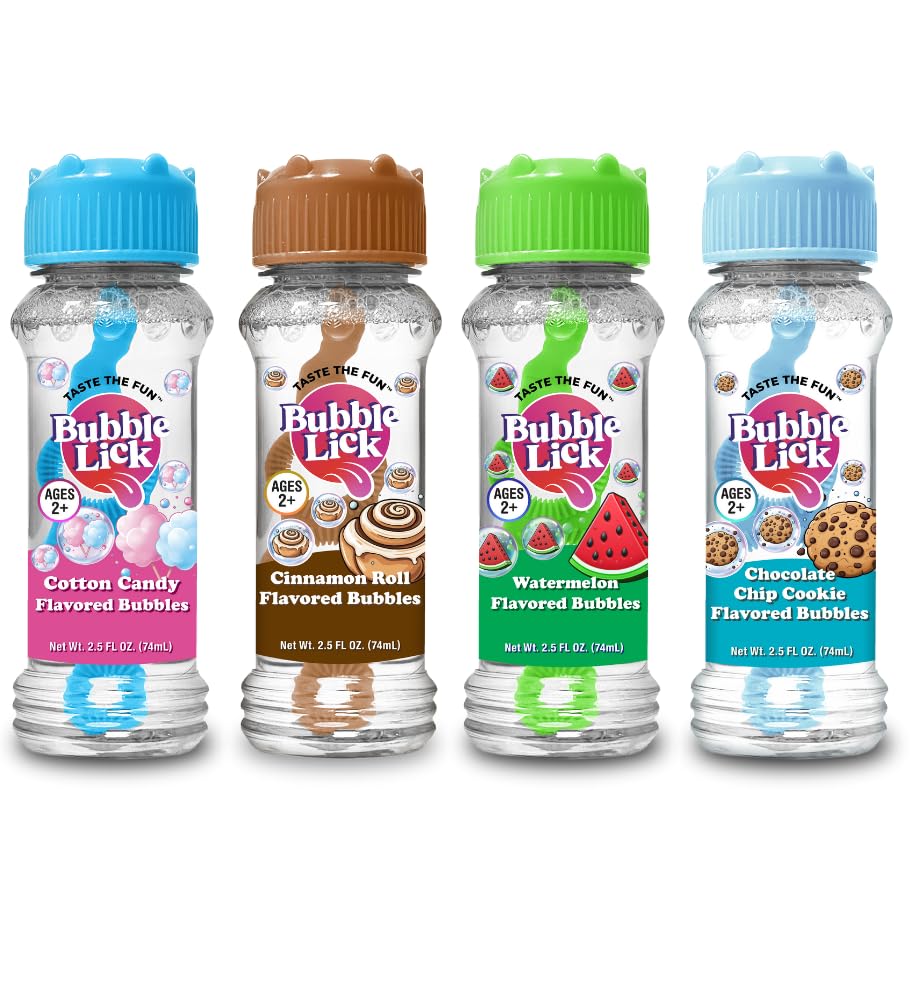 BubbleLick Cinnamon Roll Bubbles 4-Pack deliver family-friendly flavor for playtime.