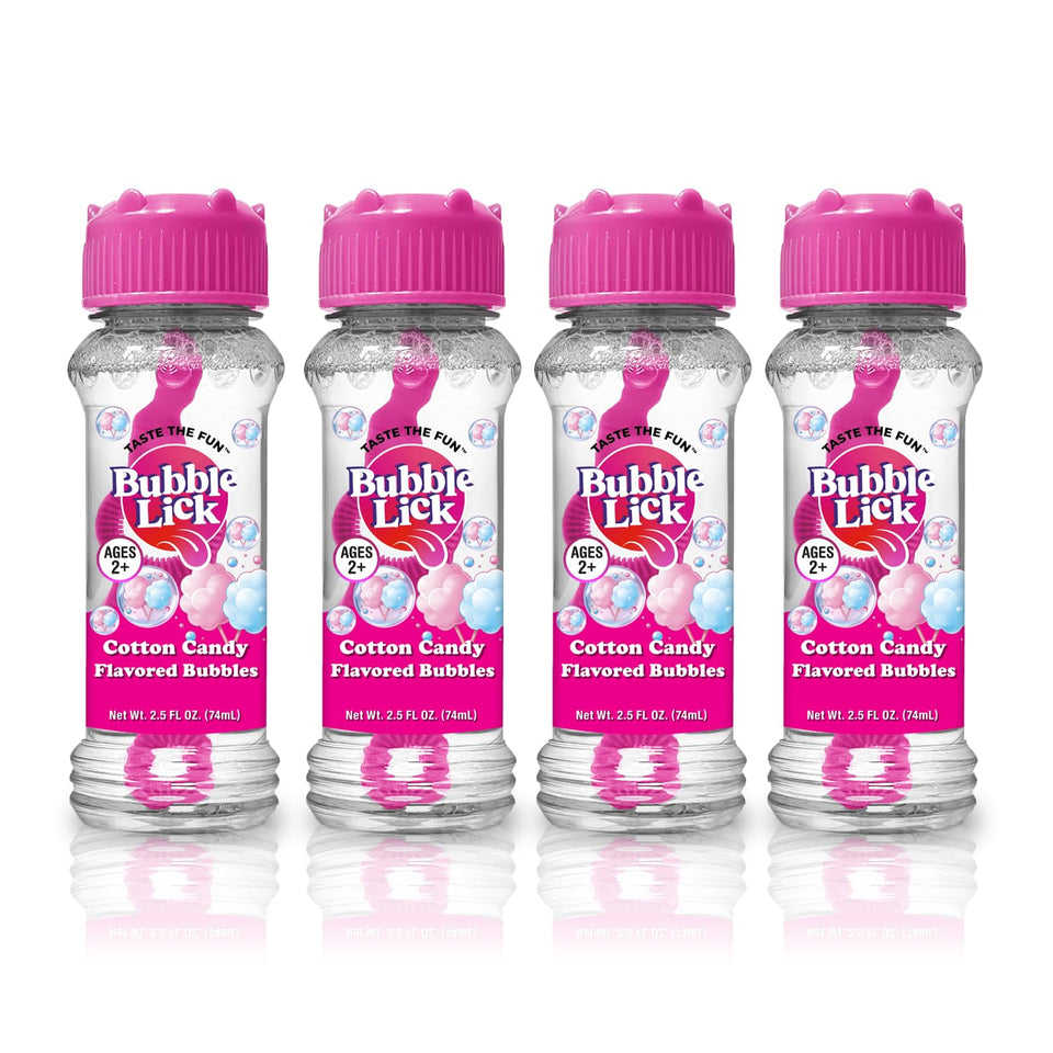 BubbleLick cotton candy bubbles bottle ready for playful outdoor fun