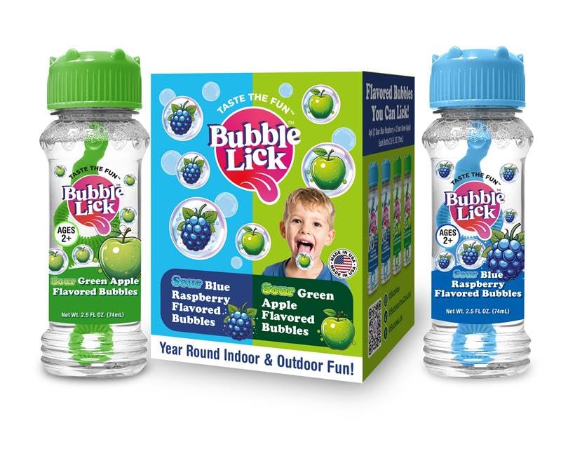 BubbleLick Sour Blue Raspberry bubbles pack for family fun.
