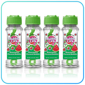 Bubble Lick Watermelon Bubbles bottle close-up, juicy flavor cue