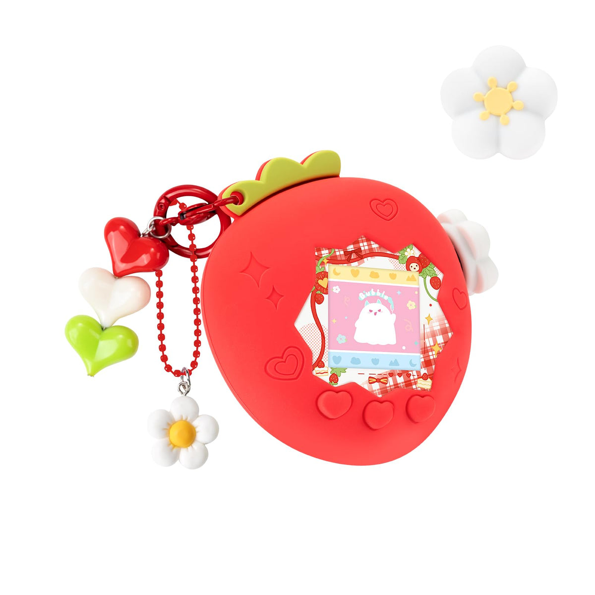 Bubblelogus Strawberry Paradise Case front view shows vivid strawberry design and snug protection.
