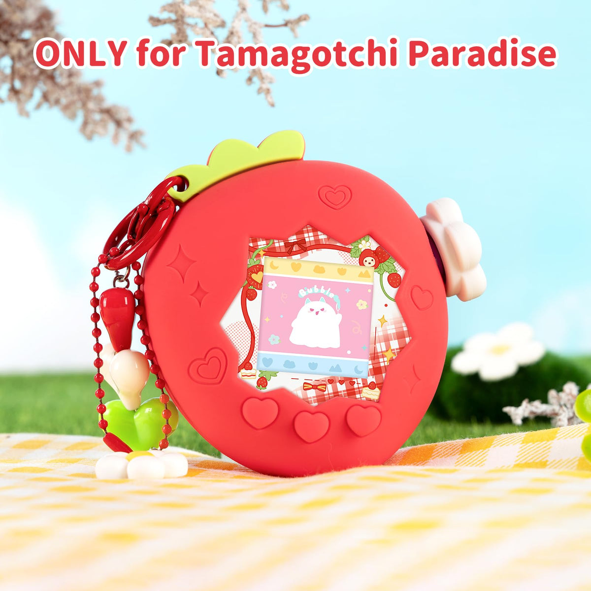 Bubblelogus Strawberry Paradise Case side view highlights comfortable grip for daily use.