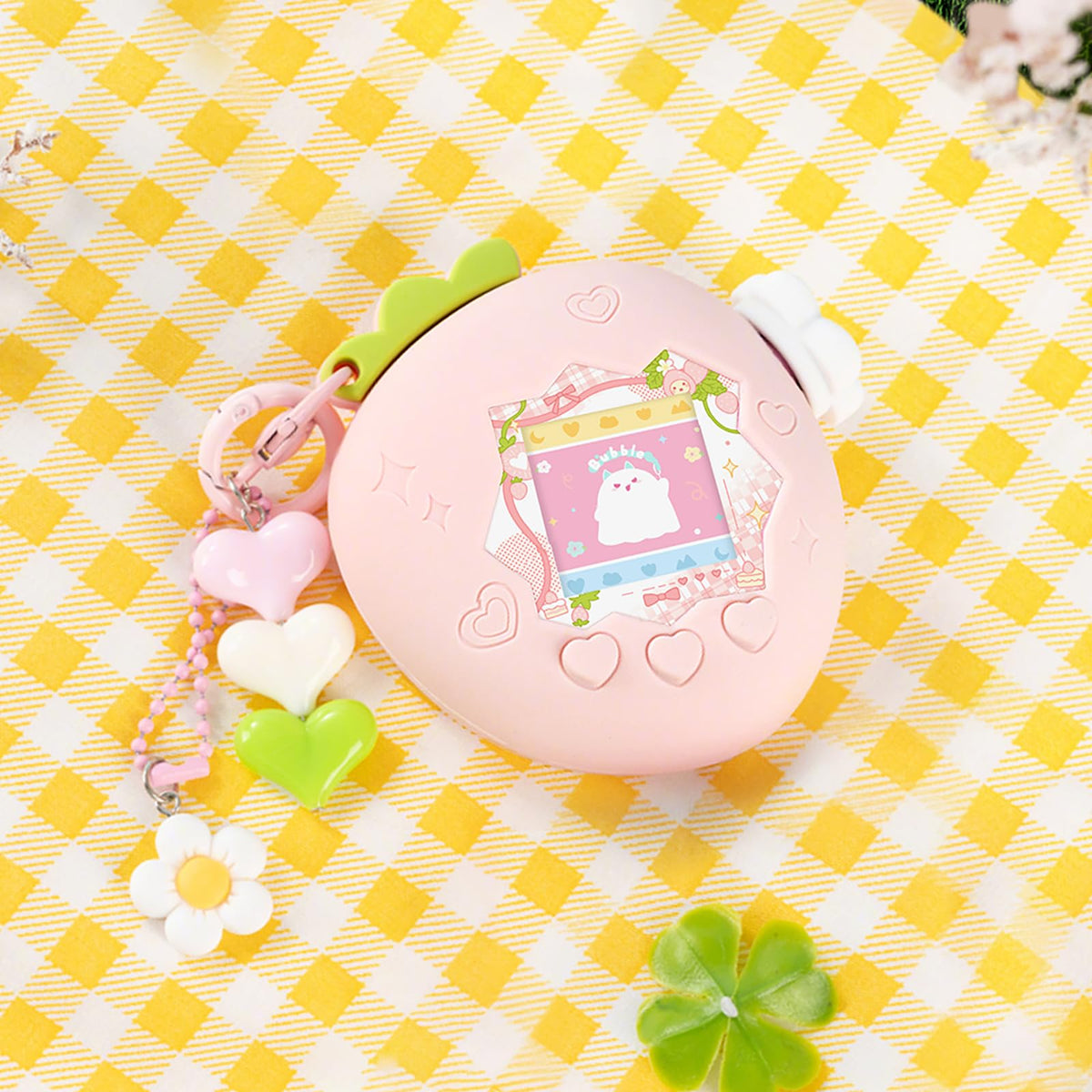 Bubblelogus strawberry theme close-up highlights the kawaii aesthetic