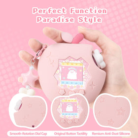 Bubblelogus flower dial cap improves grip and preserves button click on Tamagotchi Paradise.