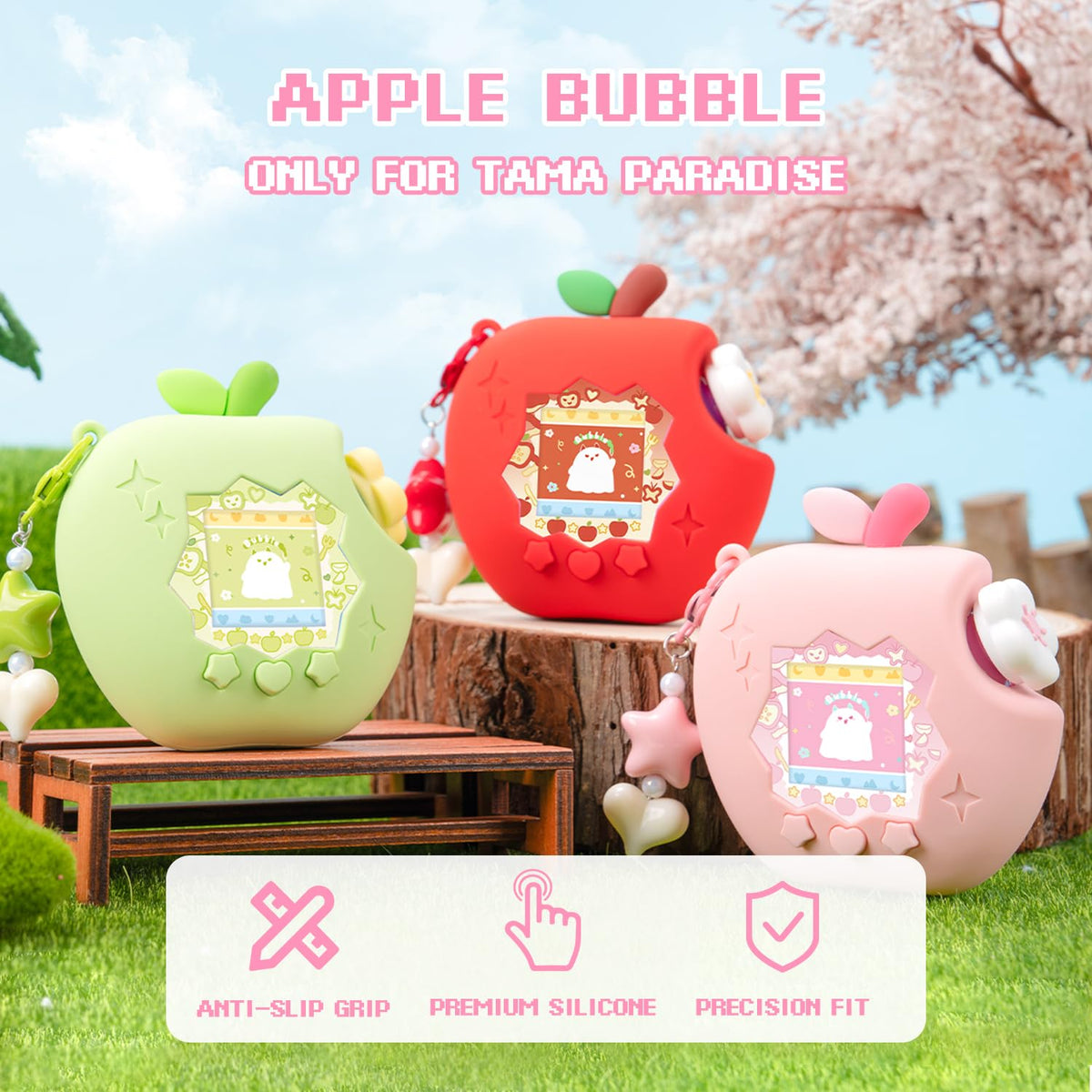 Bubblelogus holographic faceplate for Tamagotchi Paradise adds shimmer without screen damage.
