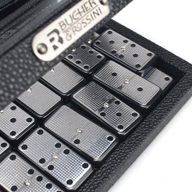 Luxury pearl leather case with Bucher&amp;Rossini domino set for safe storage