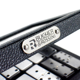 Bucher&amp;Rossini domino tiles lined up reveal silver metal surface shine