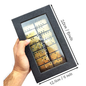 Bucher&Rossini luxury pearl leather case with domino set for secure storage
