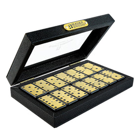 Bucher&Rossini metal surface dominoes close-up showing premium tiles and heft for lasting play