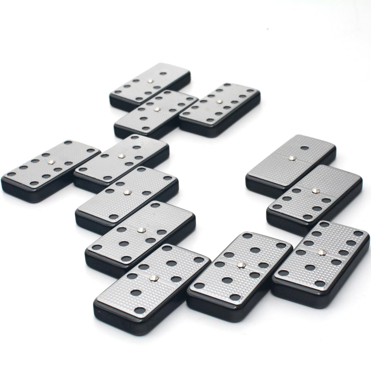 Dominoes set compact enough for travel with Bucher&amp;Rossini branding