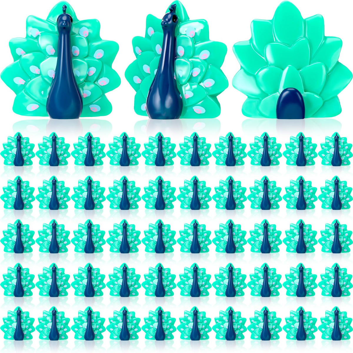 Bucherry peacock figurine in green-blue for fairy gardens and desks