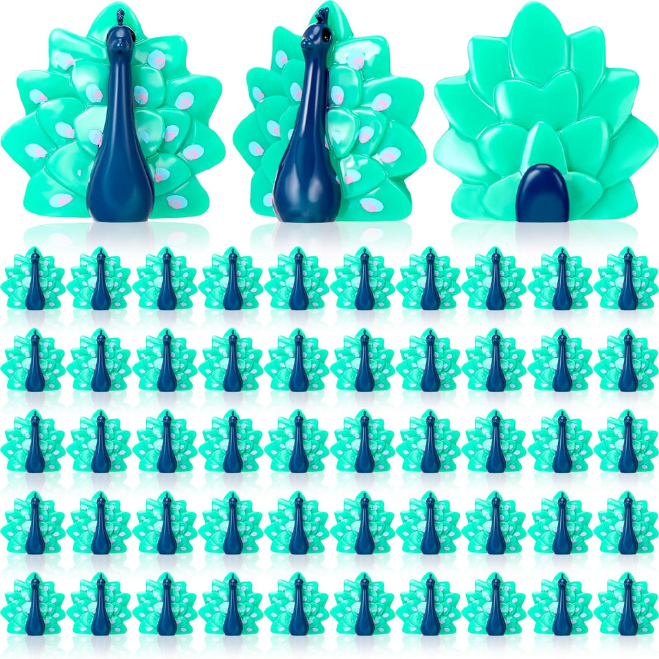 Bucherry peacock figurine in green-blue for fairy gardens and desks