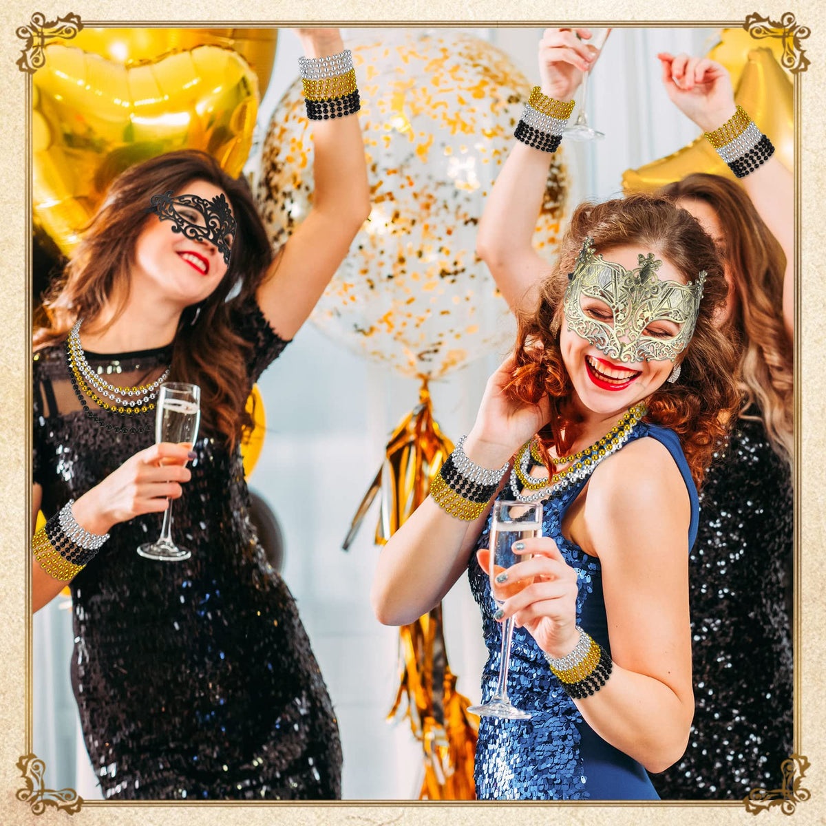 Bucherry Venetian mask in gold, vintage charm and flair