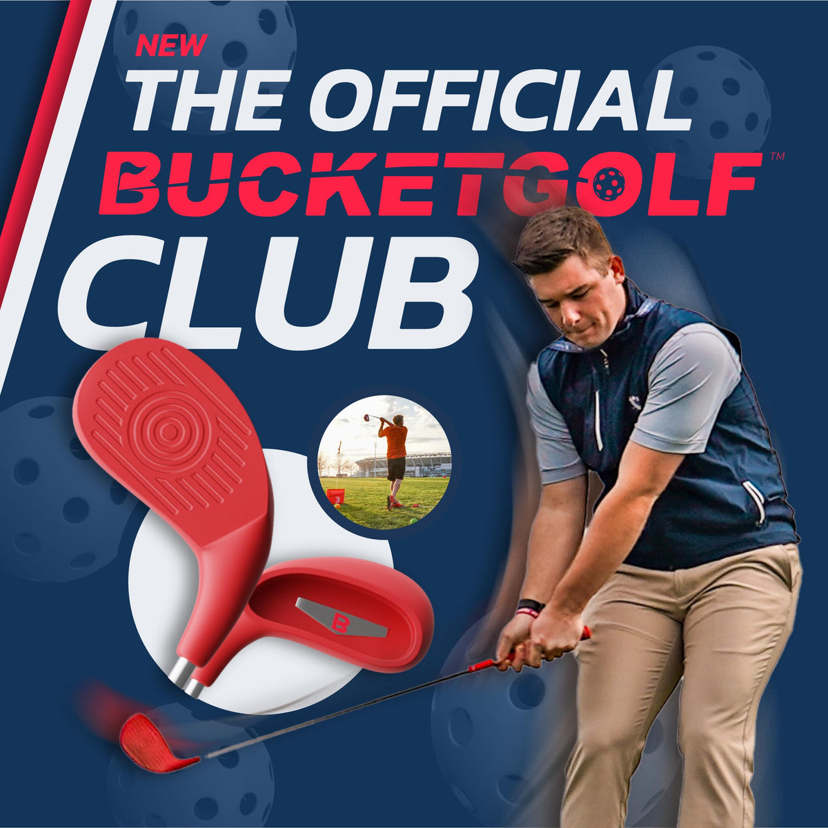 Backyard setup of BucketGolf with targets and buckets for versatile challenges.