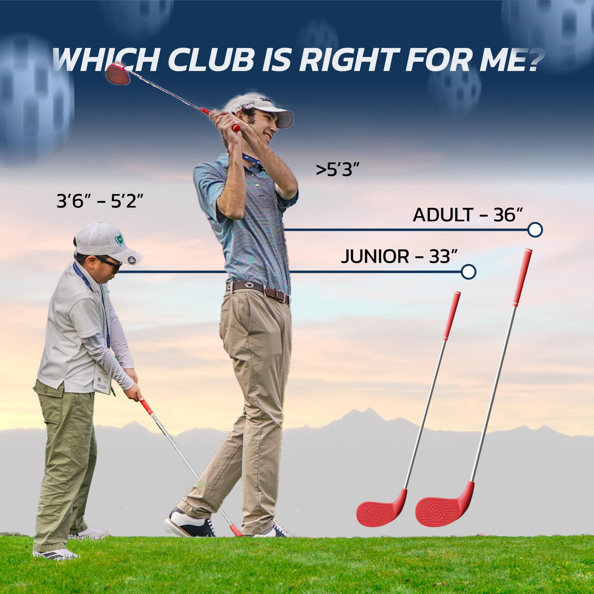 BucketGolf Club forgiving oversized head helps easy impact corrections.