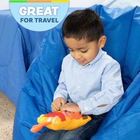 BokBok Chicken buckle toy clips to stroller or car seat for travel.
