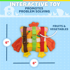 BokBok Chicken travel-size buckle toy ideal for on-the-go play.