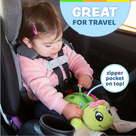 Buckle Toys Belle Turtle zipper-pocket adds interactive storage during travel