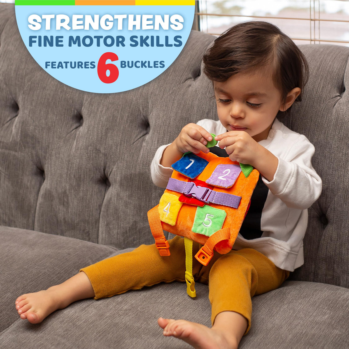 Bizzy Square Montessori sensory design featuring zipper pocket for exploration