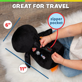 Clip-friendly design keeps Blizzard Penguin within reach on strollers or car seats.