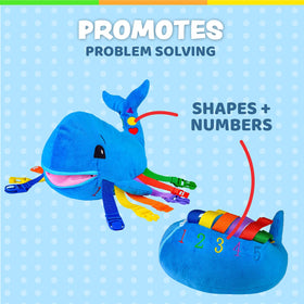 Buckle Toys Blu Whale travel companion ideal for car trips.