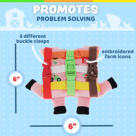 Buckle Toys Boink Pig supports fine motor skills during play.